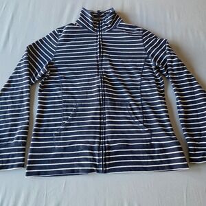LL Bean Misses Medium‎ Striped Full Zip Jacket Cotton Blend Casual